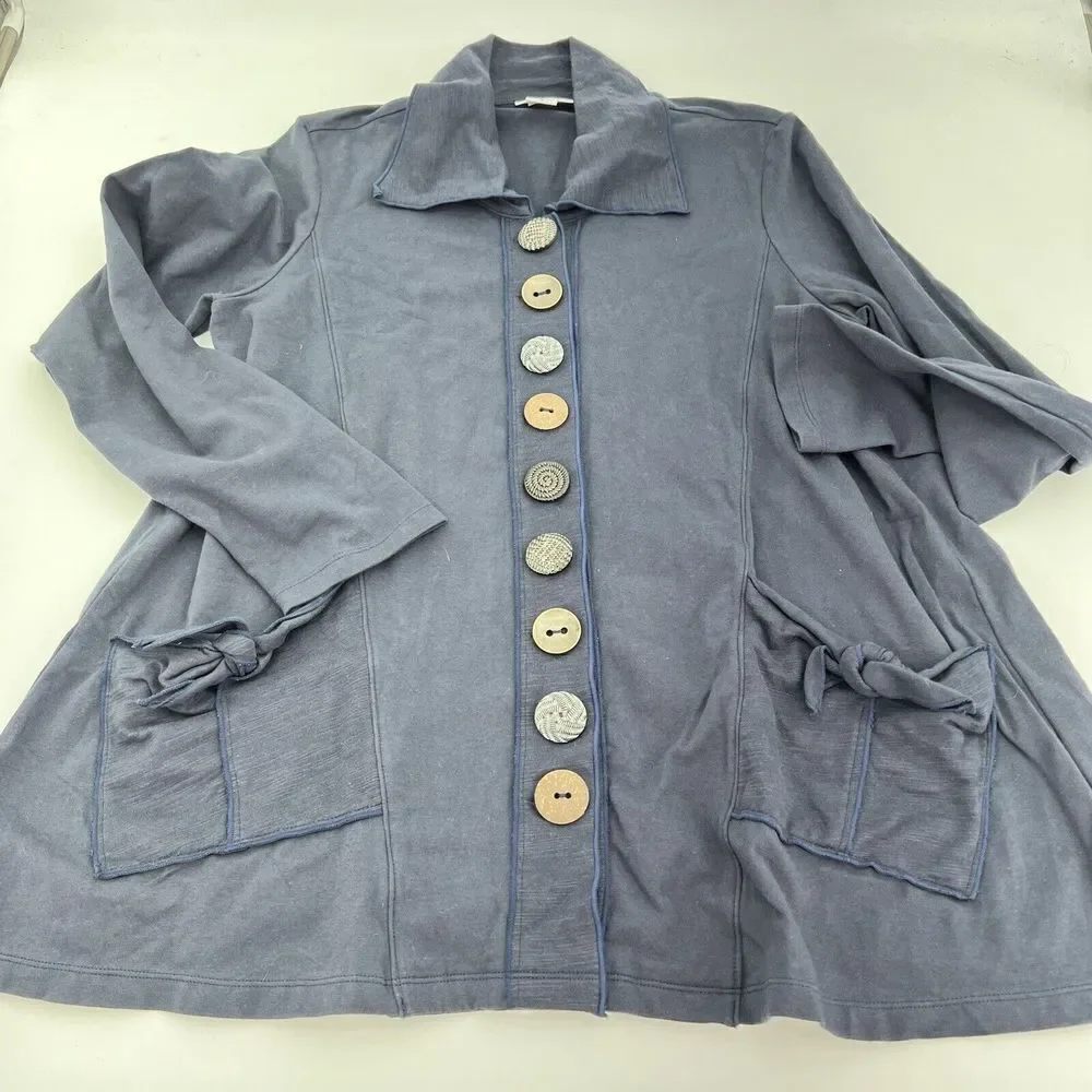 Soft Surroundings Sullivan Jacket Blue Decorative Buttons Size Small